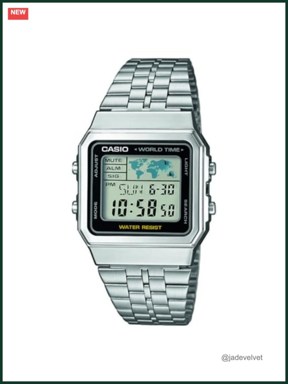 Casio Unisex Digital Watch Stainless Steel Strap Square Water Resistant